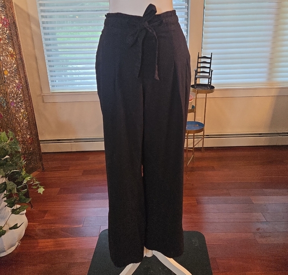Wide Leg Linen Boho Casual Pants Black Womens Size Medium - Picture 1 of 7